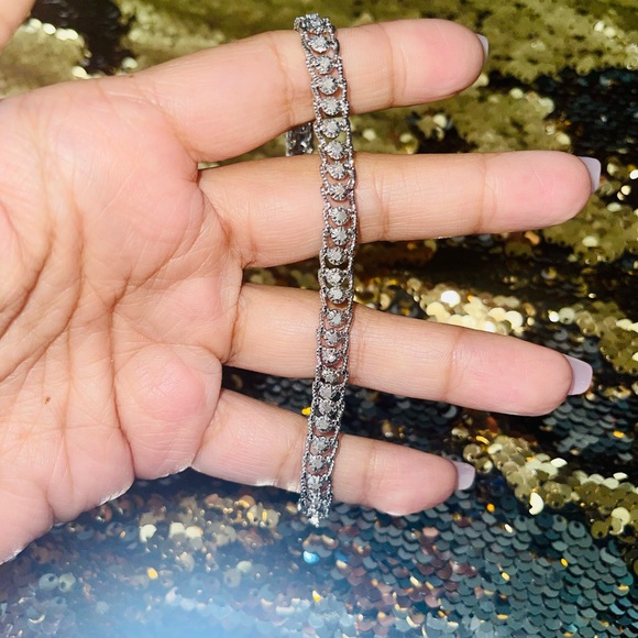 Real diamond beautiful bracelet, 1ct natural diamonds, Free diamond Hoops WOW! - Picture 8 of 8